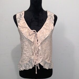 Sleeveless Lace Tie-Front Tank Top in Cream